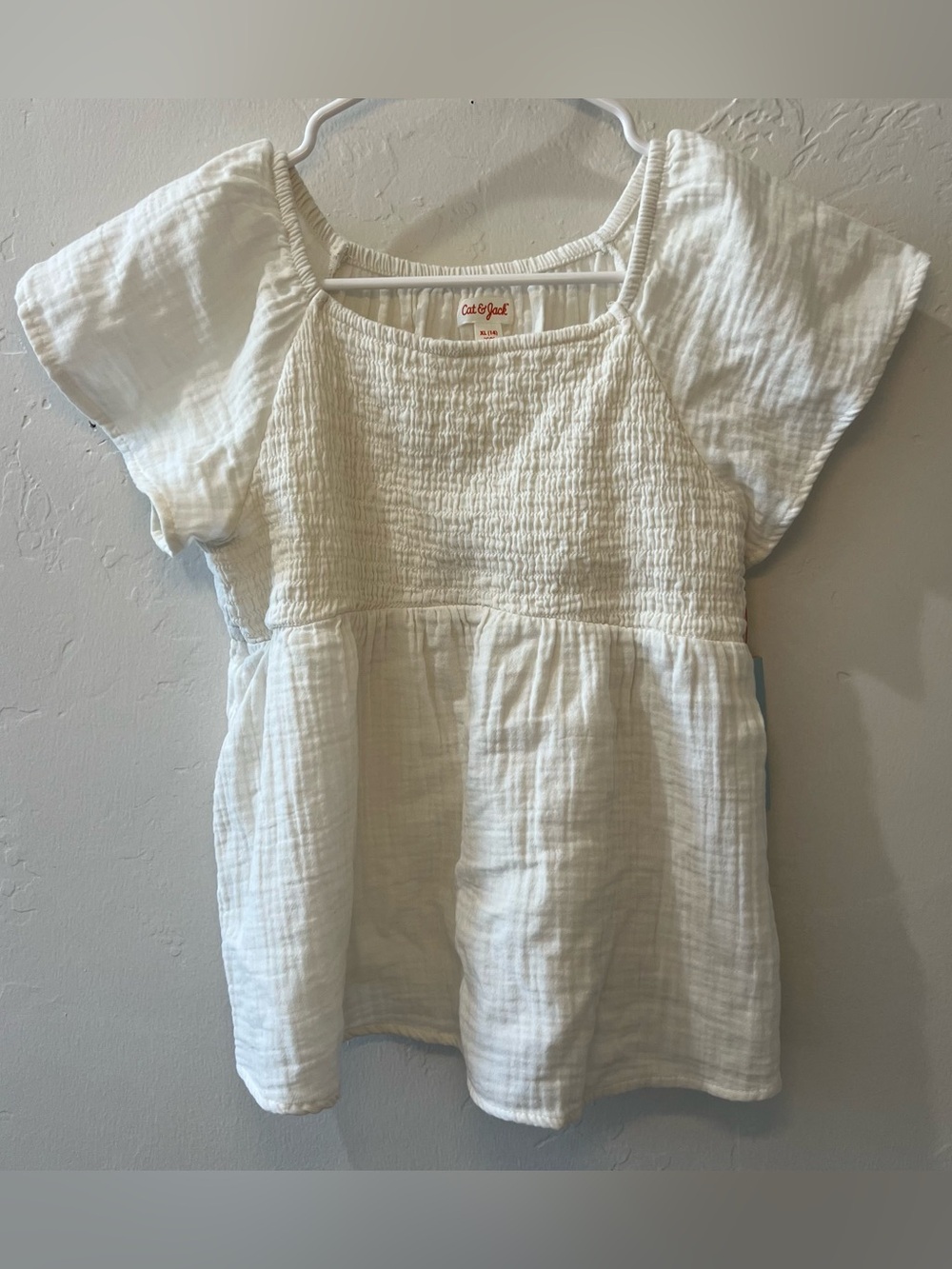 Target Cat & Jack White Smocked Peasant Top